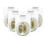 One The Wall Silver 60th Birthday Badge 8.5cm Foil Age 60 with Safety Pin for Party Outfit Accessories Durable Age Badge for Celebrating Milestone Events (Pack of 2)