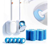 One Time Use Toilet Cleaning Wand Kit 30 Replaceable Brush Heads and Wall Hanging Holder for Portable Home and RV Bathroom (30)