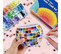 ONE TO FOUR Glass Mosaic Candle Holder Kit, Creativity DIY Stained Glass Kit, Arts and Crafts Kit for Kids & Adults, Tealight Candle Holder for Home Lighting Decor, Handmade Artwork Kids Gifts