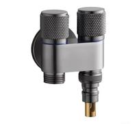 One To Two Water Angle Valve Dual Outlet Triple Connection Splitter, With Brass Construction, For Rust Resistance(B-Gray)