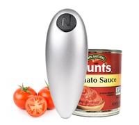 One Touch Electric Can Opener - Automatic Can Openers with Smooth Edge, Free Handheld Electric Can Opener for Kitchen, Seniors (Silver)