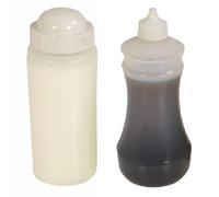 One Traditional White Fish and Chip shop Salt Shaker (500mls) and One Vinegar Bottle (375mls)
