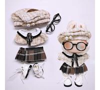 One, Two and Three Generations of Labu Clothes, Fish Bone Set, six-Piece Set, 17cm (hat + cape + skirt + leather shoes + glasses)