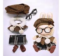 One, Two and Three Generations of Labu Clothes, Fish Bone Set, six-Piece Set, 17cm (hat + eyes + scarf + cape + skirt + shoes)