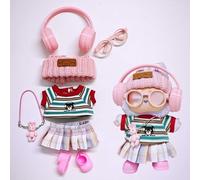 One, Two and Three Generations of Labu Clothes, Fish Bone Set, six-Piece Set, 17cm (Skirt+T-shirt+headphones+hat+glasses+shoes+pendant)