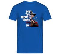 One Two Freddy's Coming for You - Iconic Horror Design with Claw Glove and Burnt Face, Perfect Halloween Motif for Slasher Fans Men's T-Shirt, blue, XXL