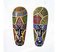 ONE Wall Mask Hanging in an Aboriginal Dot Painted Design. 30 CM tall, Wooden, Handmade Fair Trade