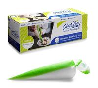 One Way Masterline Piping Bags, Green, 53 x 28 cm, Pack of 100, Professional Piping Bags with Stripes, Transparent with Coloured Tip, Exceptional Grip Soft Touch, 100% Recyclable (100)