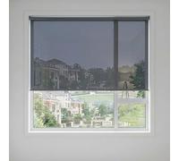 One-Way Mirror Roller Shade, No Drill Cordless Privacy Window Tint Film, Thermal Insulating Daytime Sun Blocking Pull Down Mirrored Roller Blinds for Home Office Glass Door(Black,W140xH150cm)