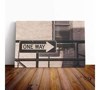 One Way Street Sign Canvas Print | Gallery Wrapped 30mm Frame Wall Art | 24x16 inches | Ready to Hang | Modern Cityscape Picture | Living Room Bedroom Lounge Office