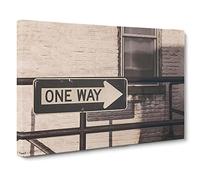 One Way Street Sign Canvas Print | Gallery Wrapped 30mm Frame Wall Art | 30x20 inches | Ready to Hang | Modern Cityscape Picture | Living Room Bedroom Lounge Office