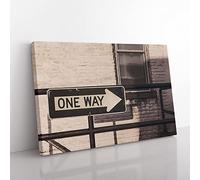 One Way Street Sign Modern Canvas Wall Art Print Ready to Hang, Framed Picture for Living Room Bedroom Home Office Décor, 50x35 cm (20x14 Inch)