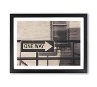 One Way Street Sign Modern Framed Print | A4 Black Framed Wall Art | Ready to Hang | Modern Cityscape Picture | Living Room Bedroom Lounge Office