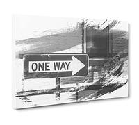 One Way Street Sign V1 Canvas Print | Gallery Wrapped 30mm Frame Wall Art | 30x20 inches | Ready to Hang | Modern Cityscape Picture | Living Room Bedroom Lounge Office