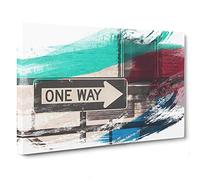 One Way Street Sign V2 Canvas Print | Gallery Wrapped 30mm Frame Wall Art | 30x20 inches | Ready to Hang | Modern Cityscape Picture | Living Room Bedroom Lounge Office