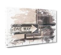 One Way Street Sign V3 Canvas Print | Gallery Wrapped 30mm Frame Wall Art | 30x20 inches | Ready to Hang | Modern Cityscape Picture | Living Room Bedroom Lounge Office