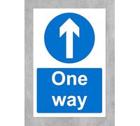 One way upwards arrow safety sign - Self adhesive sticker (300mm x 200mm)