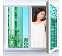 One Way Window Film 50 x 750 cm Mirror Reflective Window Security Tint Film Home, Anti Glare UV Sun One Way Clear Privacy for Living Room Kitchen Office, Green