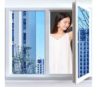One Way Window Film 90 x 550 cm Mirror Reflective Window Security Tint Film Home, Anti Glare UV Sun One Way Clear Privacy for Living Room Kitchen Office, Navy Blue