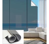 One Way Window Film Privacy for Glass Windows, Heat Reflective Window Film Anti Glare, Non-Adhesive Window Tint Film Home Sun Blocker Window Film Uv Blocking for Home Office Class, Silver 40 x 200cm