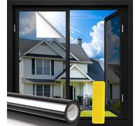 One Way Window Film Privacy Reflective Mirror Tint, 45x400cm Sun Blocker Anti Glare UV Blocking Heat Control Glass Window Film, Non-Adhesive See Out Not In Window Tint for Home and Office, Silver