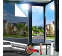 One Way Window Privacy Film See Out Not in, Window Tint for Home, Reflective Mirror Glass Windows Coverings Sun Heat UV Blocking, Black-Silver, 35.4 Inch x 394 Inch