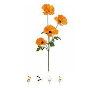 One Wild Meadow Poppy Spray Silk Flower Stem with 4 Heads Quality Artificial Flowers In a (orange)