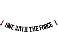 One With The Force Banner, First Birthday Decorations, Happy 1st Birthday,Theme Birthday Decors, Jedi theme birthday party Supplies Black Red Blue Glitter