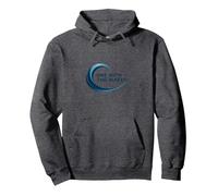 One With The Waves Surf Lifestyle Ocean Logo Pullover Hoodie, Adult Unisex, Dark Heather Grey, XL