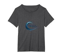 One with The Waves Surf Lifestyle Ocean Logo T-Shirt, Women's Plus, Dark Heather Grey, 3X