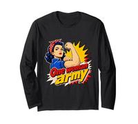 One Woman Army Comic Pop Art Strength Confidence Motif Long Sleeve T-Shirt