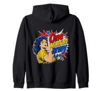 One Woman Army Comic Pop Art Strength Confidence Motif Zip Hoodie