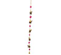 One World is Enough Hand made Indian Hanging Elephant String (string of 5 hand decorated elephants) with beads and bell - measures approximately 102 cm in length - Fairtrade