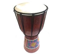 One World is Enough Large 40cm Dot Painted Mahogany Wood Djembe Drum Bongo Drum