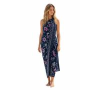 One World is Enough Sarong Beach Coverup Batik from Bali Large Size Black & Pink Flowers