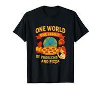 One World One Family Pizza Unity Comic Graphic T-Shirt