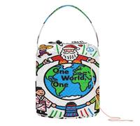 One World One Heart Santa Yarn Bag Crochet Organizer Bag Portable Travel Bag for Travel Crochet Knitting Supplies