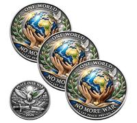 One World • Peace over War-2026 Peace Coin, Double-Sided Dove & Olive Branch Design, Humanity First Collectible Coin, Inspirational Gift for Peace-Lovers (3pcs)