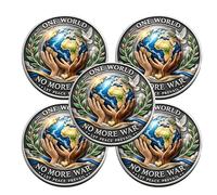 One World • Peace Over War - 2026 Peace Coin, Doves and Olive Branches Collectible Token, Double-Sided Humanity First Commemorative Coin, for Harmony Lovers, Collectors & Home Decor (5pcs)