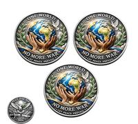 One World • Peace Over War - 2026 Peace Coin, Doves and Olive Branches Collectible Token, Double-Sided Humanity First Commemorative Coin, for Harmony Lovers, Collectors & Home Decor (3pcs)