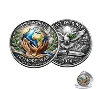 One World • Peace Over War - 2026 Peace Coin, Doves and Olive Branches Collectible Token, Double-Sided Humanity First Commemorative Coin, for Harmony Lovers, Collectors & Home Decor (1pc)