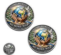 One World • Peace Over War - 2026 Peace Coin, Doves and Olive Branches Collectible Token, Double-Sided Humanity First Commemorative Coin, for Harmony Lovers, Collectors & Home Decor (2pcs)