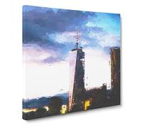 One World Trade Center New York Canvas Print | Gallery Wrapped 30mm Frame Wall Art | 20x20 inches | Ready to Hang | Abstract Picture | Living Room Bedroom Lounge Office