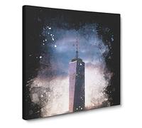 One World Trade Centre New York Paint Splash Canvas Print | Gallery Wrapped 30mm Frame Wall Art | 14x14 inches | Ready to Hang | Modern Picture | Living Room Bedroom Lounge Office
