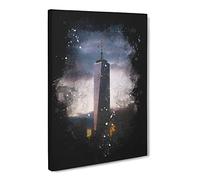One World Trade Centre New York Paint Splash Canvas Print | Gallery Wrapped 30mm Frame Wall Art | 24x16 inches | Ready to Hang | Modern Picture | Living Room Bedroom Lounge Office