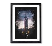 One World Trade Centre New York Paint Splash Modern Framed Print | A4 Black Framed Wall Art | Ready to Hang | Modern Map Picture | Living Room Bedroom Lounge Office