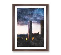 One World Trade Centre New York Painting Modern Framed Print | A2 Walnut Framed Wall Art | Ready to Hang | Modern Map Picture | Living Room Bedroom Lounge Office