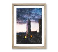 One World Trade Centre New York Painting Modern Framed Print | A3 Oak Framed Wall Art | Ready to Hang | Modern Map Picture | Living Room Bedroom Lounge Office