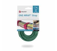 ONE-WRAP® Velcro® Brand Cable Ties 20mm x 200mm - Green | Reusable Hook & Loop Fastener Straps for Cable Management (25 Pack)