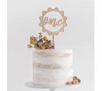 One Year Old Baby Birthday Wooden Cake Toppers, Cute Cupcake Decorations for Newborn Boys Girls Baby Shower Party, Cake Shops Supplies (Sun)